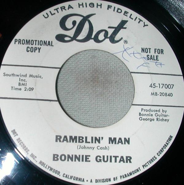 7inch Record BONNIE GUITAR - Ramblin' Man / You Can Steal Me 4517007PROMO Dot Records 1967 Canada Country/Folk Used