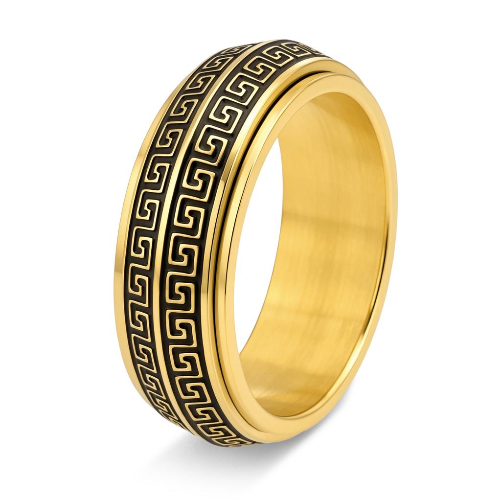 2026 Great Wall Pattern Men's Rotatable Return Pattern Ring Fashionable Trendy Men's Stress Relief Ring