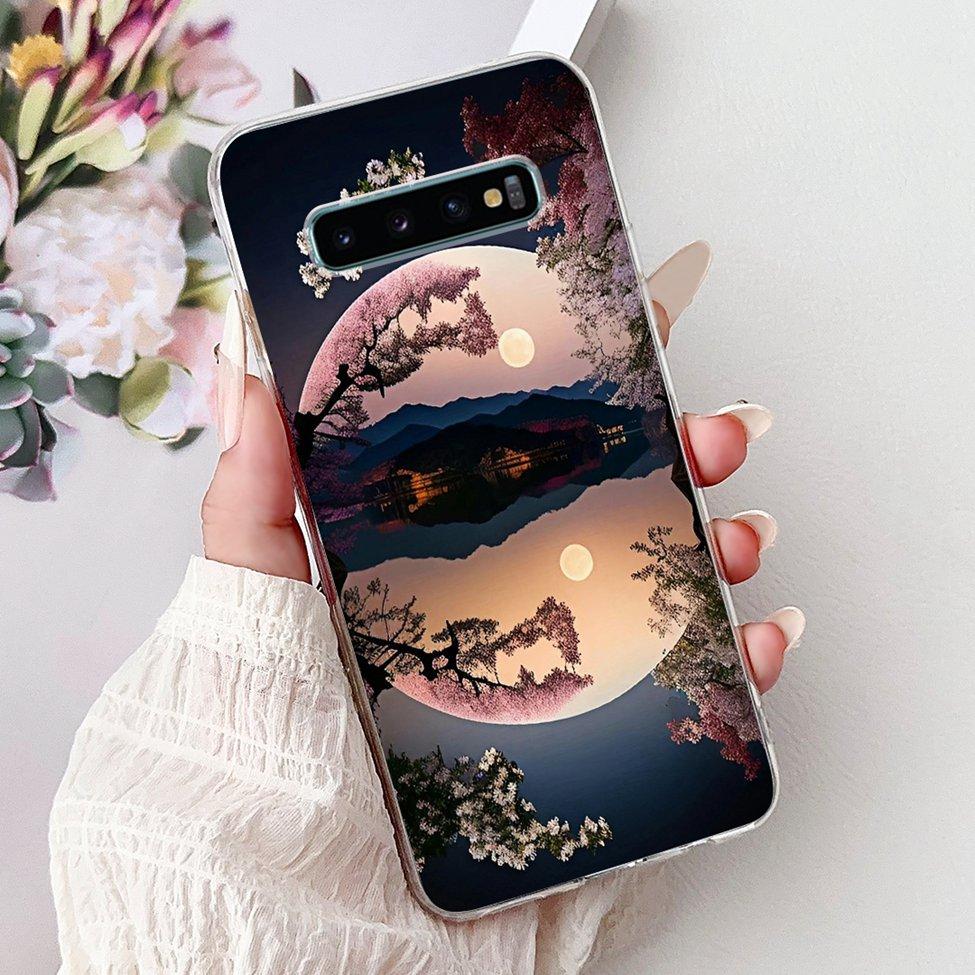 For Samsung S10 Plus Case SM-G975F Cute Kawaii Fashion Flowers Luxury Cool Painted Soft Cover For Samsung Galaxy S10+ Phone Case