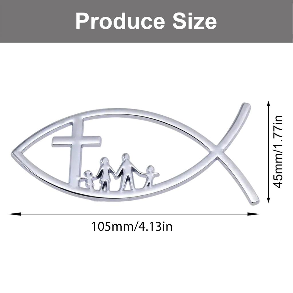 Christian Cross Fish Emblem Sticker 3D Car Jesus Fish Decal Sticker for Car Window Bumper Automotive Jesus Fish Badge