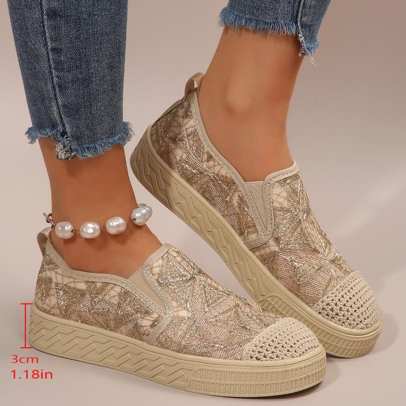 

Мода 2025 Лето Женские Слипоны Сетчатые Кроссовки Дышащие Шнуровка Плоская Мягкая Подошва Повседневные Легкие Удобные Трендовые Плоские Низкий Каблук 41 абрикосовый