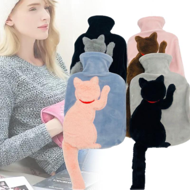 Adorable Plush Cat Design Water Injection Hot Water Bag Soft Durable Pvc Material For Cozy Warmth