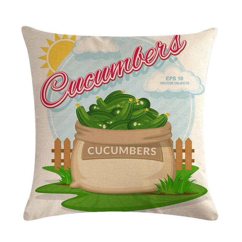 Pop Art Fruits Vegetables Onion Potatoes Pillows Linen Cover Case Couch