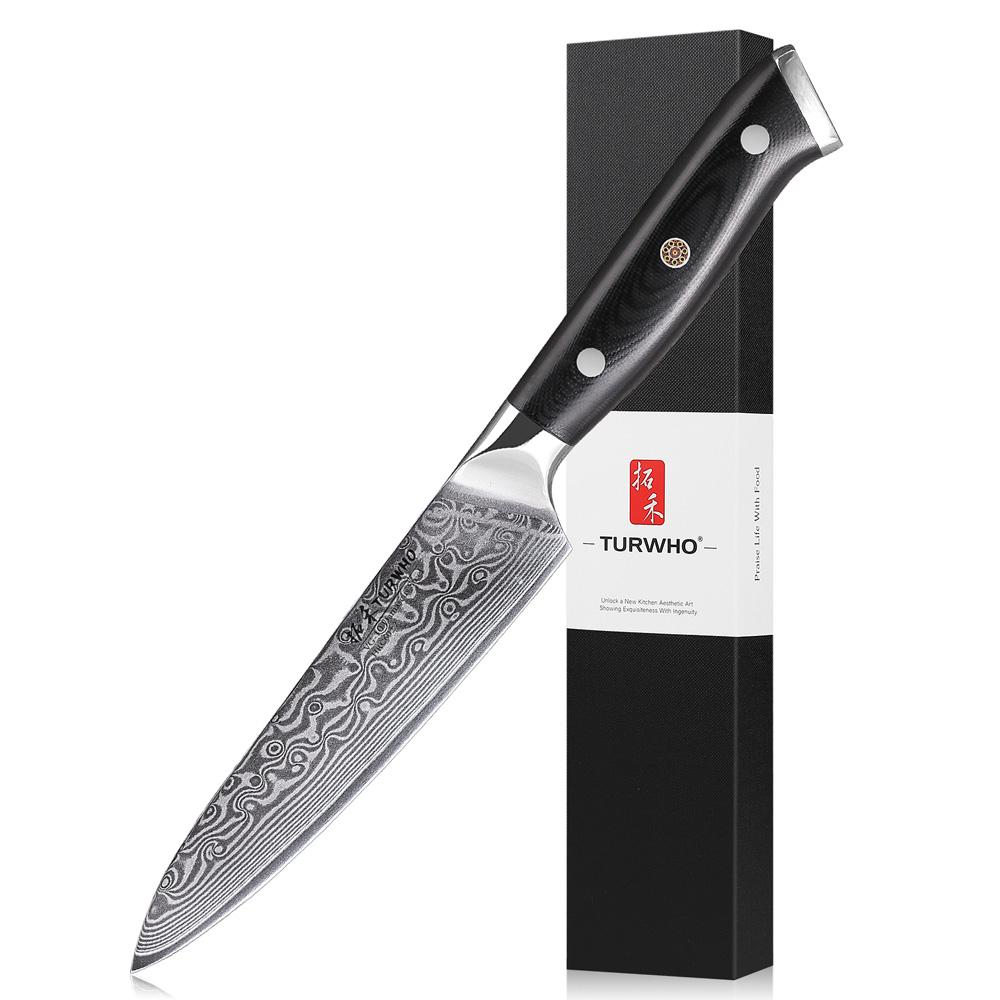 

TURWHO 5 универсальный нож высокого качества 67 слоев дамасской стали кухонный нож для нарезки овощей нож для повара инструменты для готовки ручка G10 5 inch