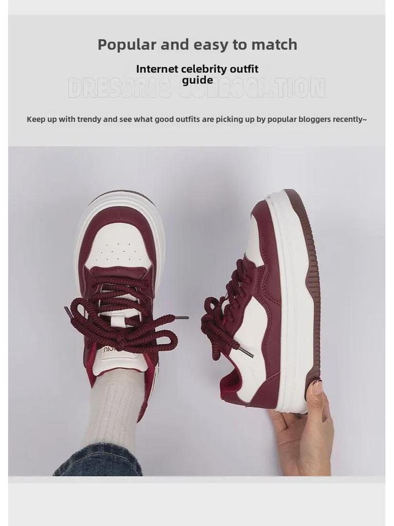 Trendy 2024 Women's White Korean-Style Thick-Soled Casual Shoes for All-Season Wear
