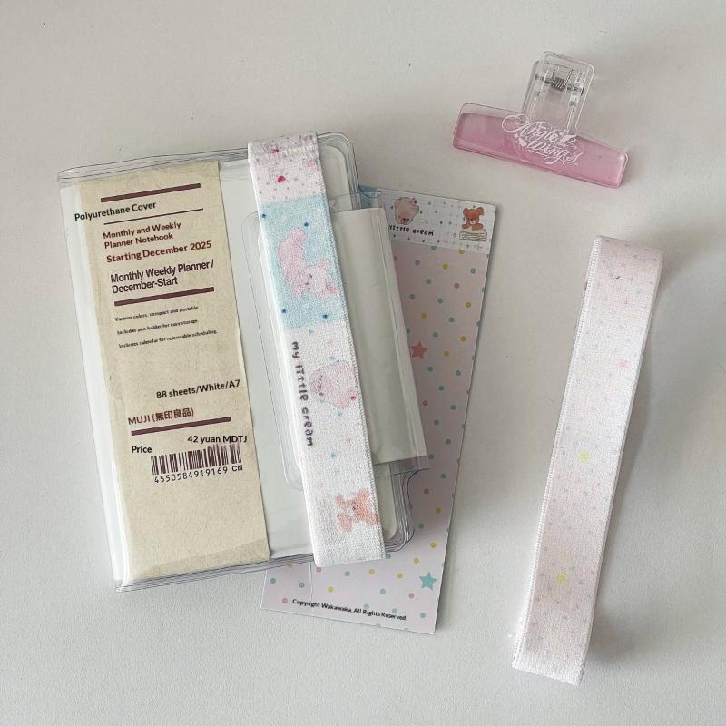 A7 M5 Planner Notebook Elastic Strap Ins Style Cute Strawberry Bear Decoration Elastic Scrapbooking Storage Accessory