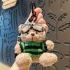 Lovely Goggles Pilot Bear Keychain Pearl Hanging Rope Plush Bear Key Ring Heart Pink Stuffed Animal Pendant Backpack