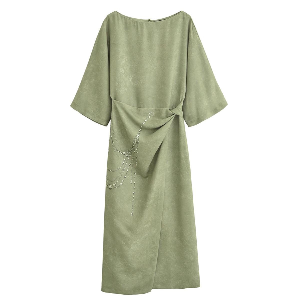 

Spring 2025 Women s Chain Print Wide Neck Midi Dress Large