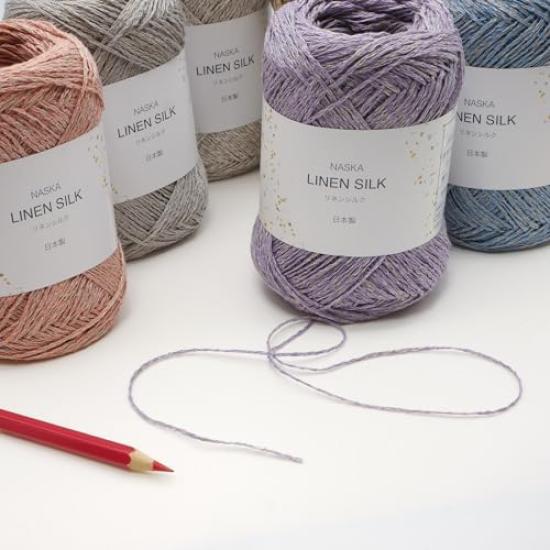 NASKA Hand Knitted Yarn Linen Silk Medium Fine Type Purple Linen Silk 40g 172m Set of 5 Balls COL.402 0.54 46% Approx.