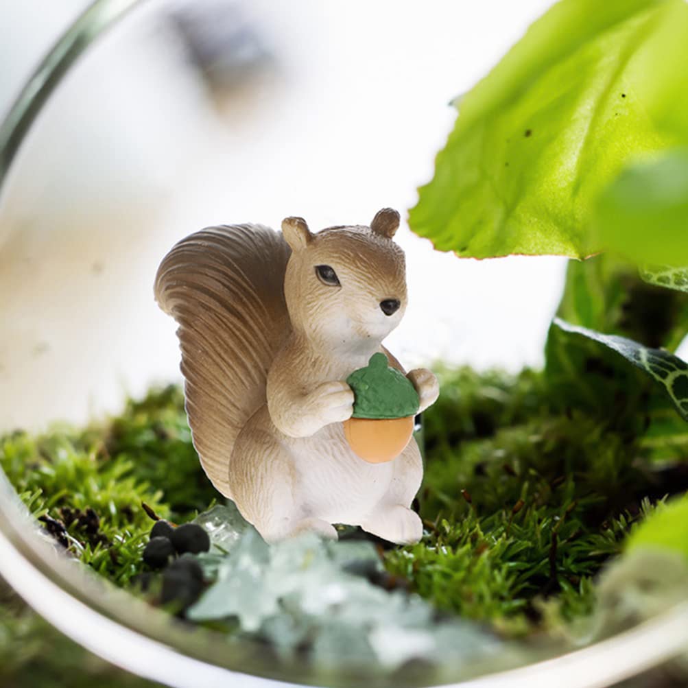 OUNONA Squirrel Figurine PVC Micro Landscape Miniature Garden Tabletop Indoor and Outdoor Cute Animal Figures 8-Piece Set, Decorations, Decor, Use,