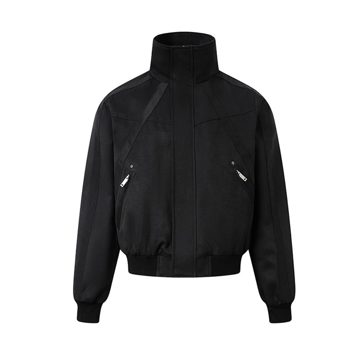 Tide brand autumn new American retro functional wind concealer tooling jacket locomotive jacket men S чёрный