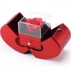 Shaped Jewelry Gift Box Double-Open Jewelry Storage Box Red Birthday Gift Box with Artificial Flower Romantic Exquisite