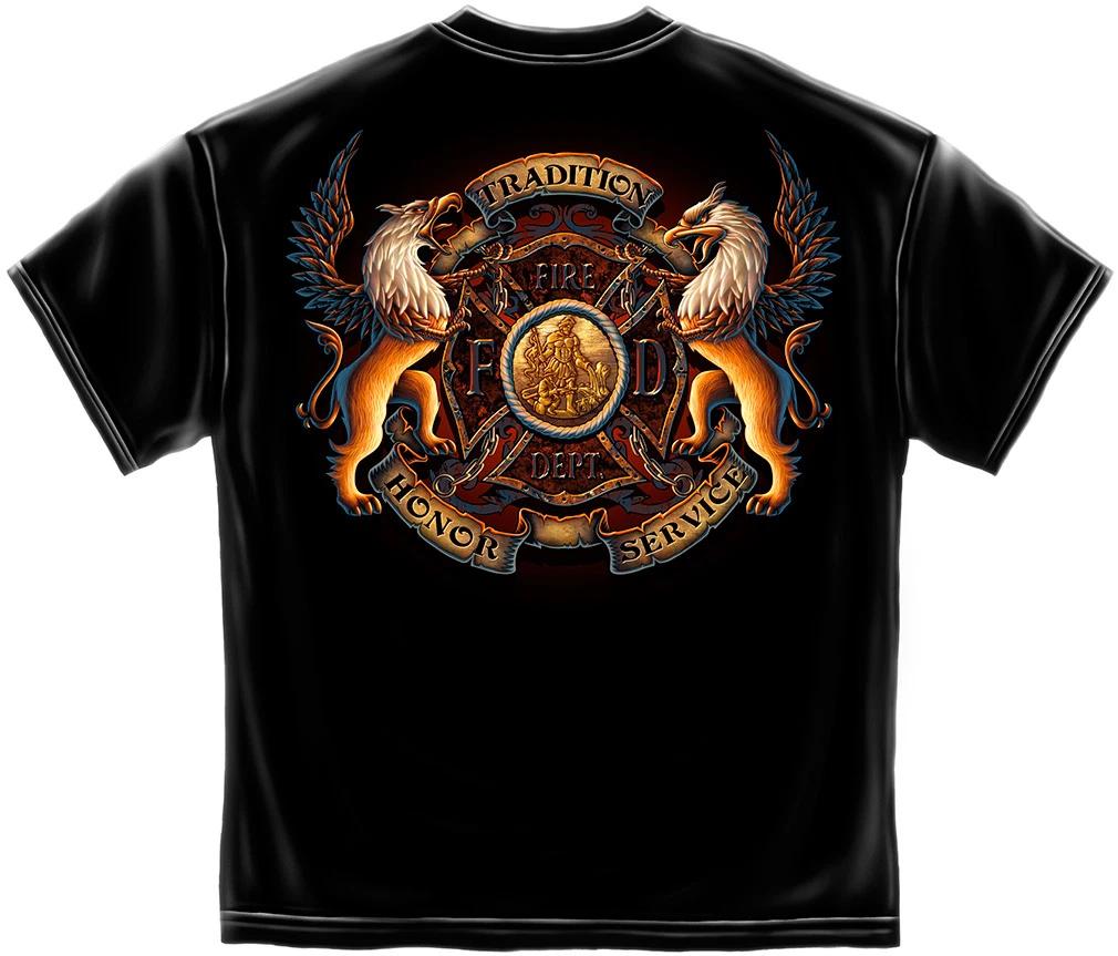 New FIREFIGHTER T Shirt COAT OF ARMS S