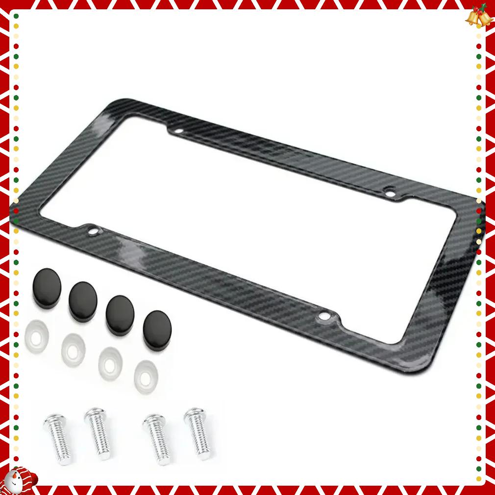 1/2set plastic ABS Carbon Fiber License Plate Frame-Black Plastic Car Tag Holder Cover  for license plate frame protection parts