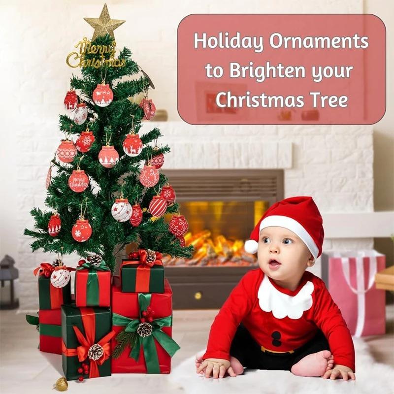 12 Stück Neujahrsgeschenk Weihnachtsdekoration Holz Christbaumkugel Anhänger Weihnachtsbaum Hängend Heimzimmer Dekor Outdoor-Zubehör