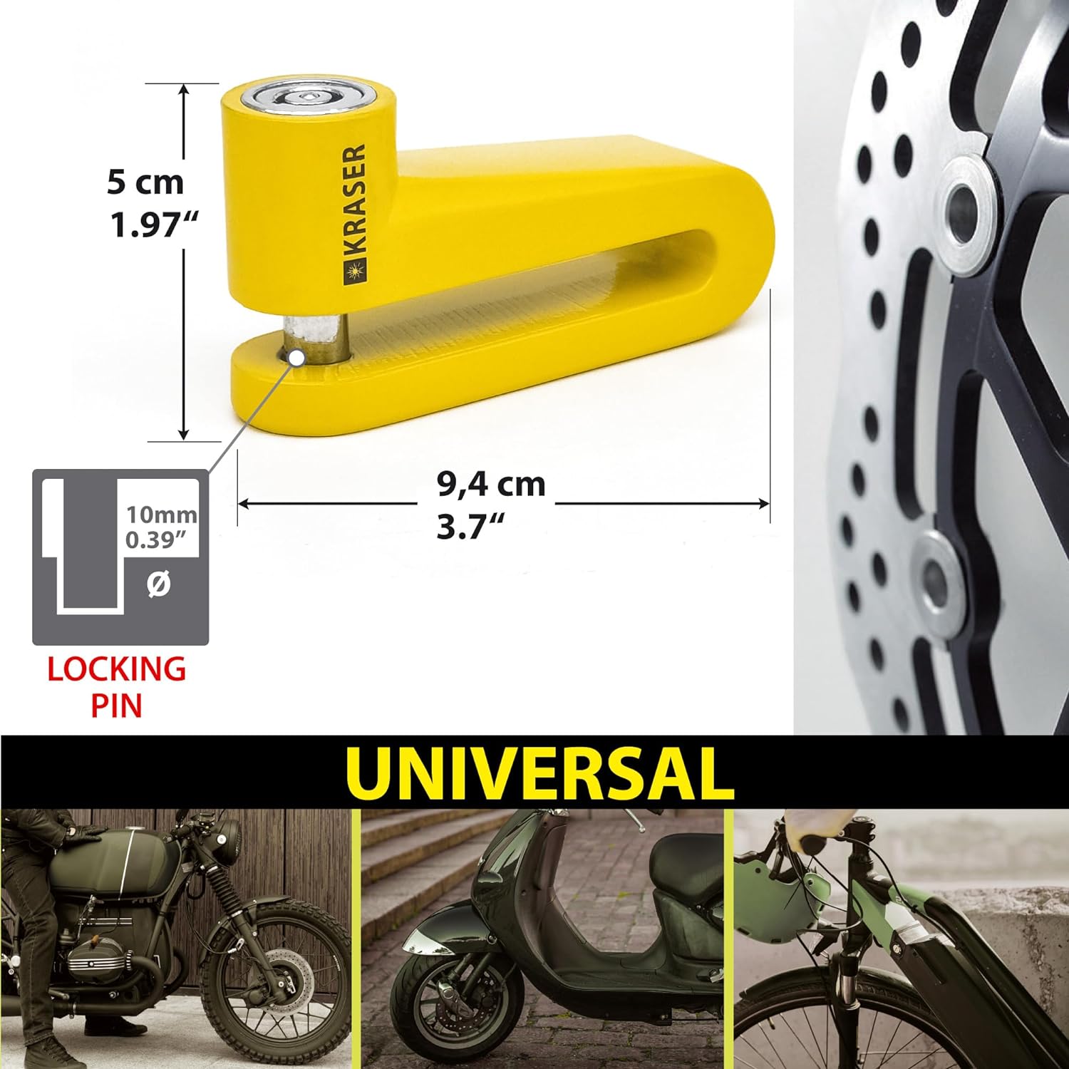 KRASER KR710Y Замок тормозного диска Мотоцикл Замок Замок дискового тормоза Мотоцикл — фото 4