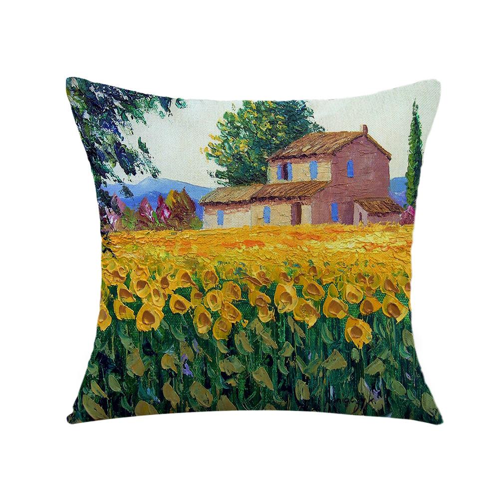 Valentine's Day Pillow Printed Landscape Character Linen Short Plush Pillow Case Home Decoration Pillow Case