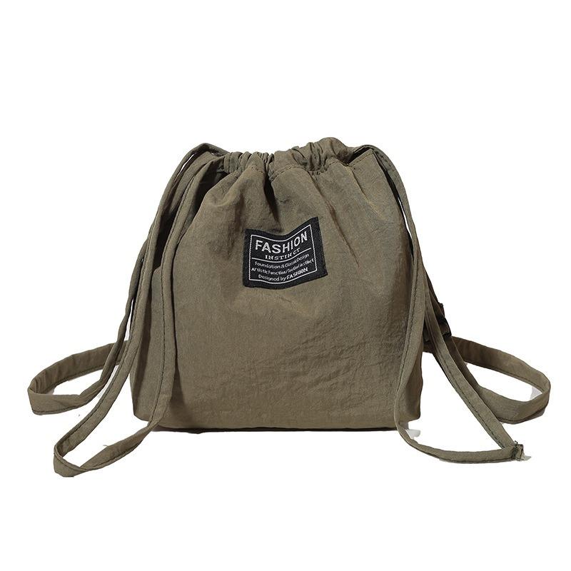 New popular bag shoulder crossbody nylon bag contrasting color small bag drawstring bucket women's bag