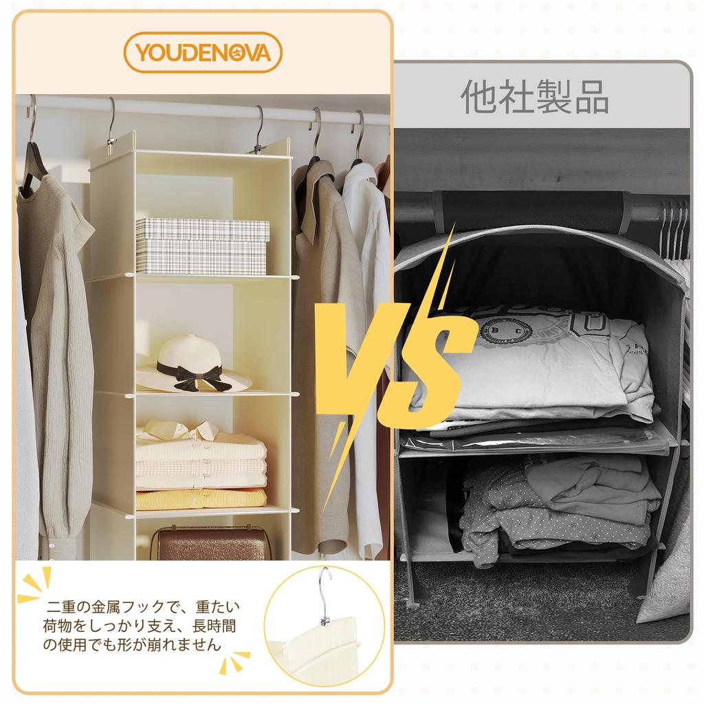 YOUDENOVA Hanging Storage Clothes Foldable Closet Hanging Suitable for Stuffed Hanger Rack 4 Rack, Storage, Animals, Clothes, Towels, Space-Saving