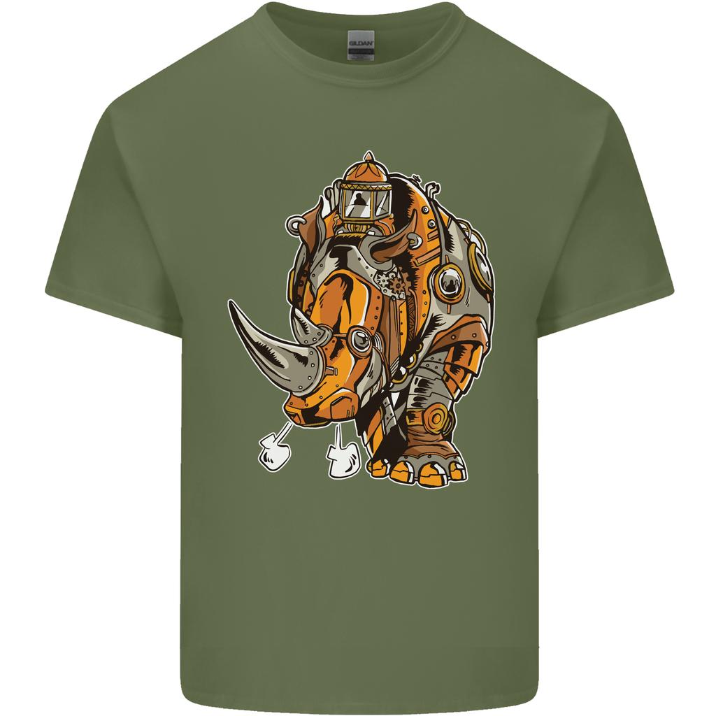Steampunk Rhino Rhinoceros Unisexs Light Cotton TShirt