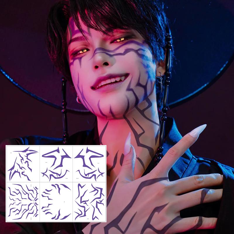 Kpop Demon HUNTERIX Tattoo-Aufkleber Sajaa Boys Dark Cosplay Körper-Tattoo-Aufkleber Set Kinder Geburtstagsparty Geschenke Cosplay Requisiten