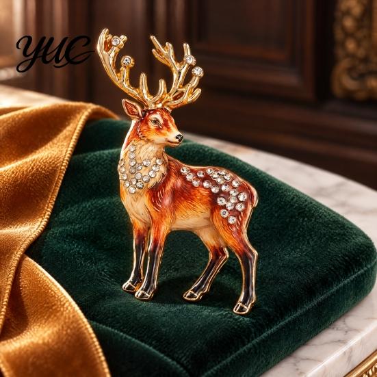 Blazers Rhinestone Brooch Christmas Reindeer with Rhinestones, Animal Lapel Pin for Women Elk Men, Dresses Scarves Jewelry Accessory Weddings Parties
