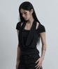 Aejeuyua Lace Cowl Neck T-Shirt Black