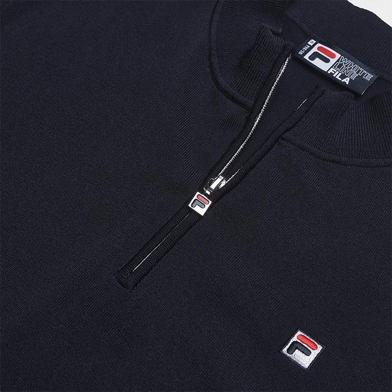 FILA Heritage Minimalist Classic Fashion Trendy Retro Casual Versatile Comfortable Woven Half-Zip Short Sleeve Knit Top Women tops F51W628401FNV