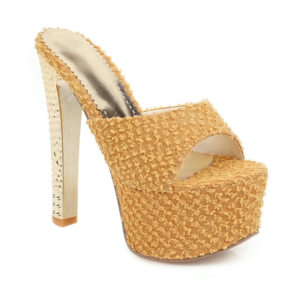 

Модные сексуальные туфли на ультра-высоком каблуке, женские роскошные босоножки на шпильке, женские шлепанцы, летние бархатные мюли, женские туфли большого размера 39 жёлтый