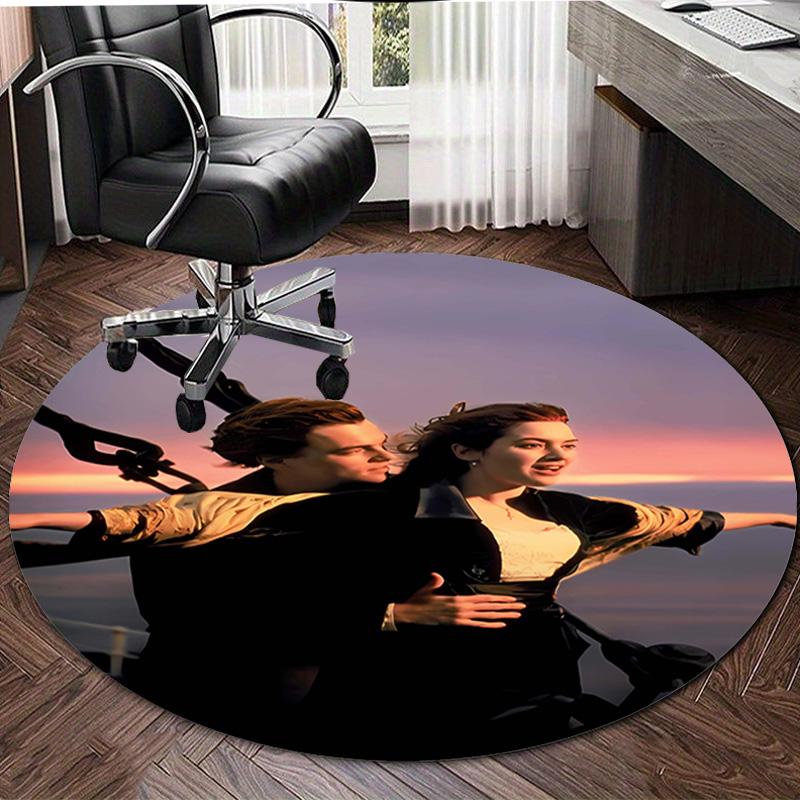 1pc Titanic1 Design Printed Area Round Carpet for Bedroom Living Room Home Decor Rugs Mat Non Slip Mat Rug for Bedside