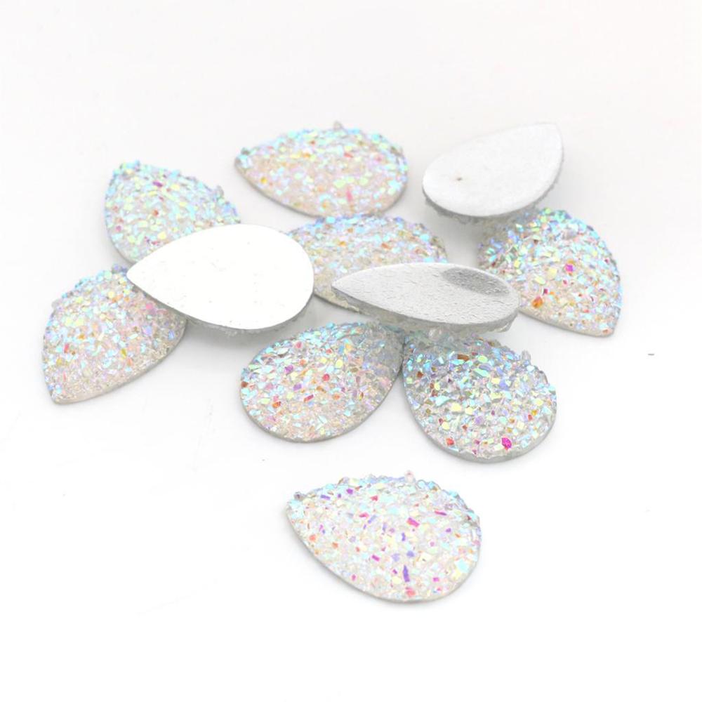 

New Fashion 10pcs 18x25mm Drop Style Mix Colors Natural stone types Flat Back Resin Cabochons Cameo