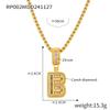Minimalist Letter Inlaid Diamond Copper Pendant Necklace with Long Box Chain in Gold-Plated Titanium Steel