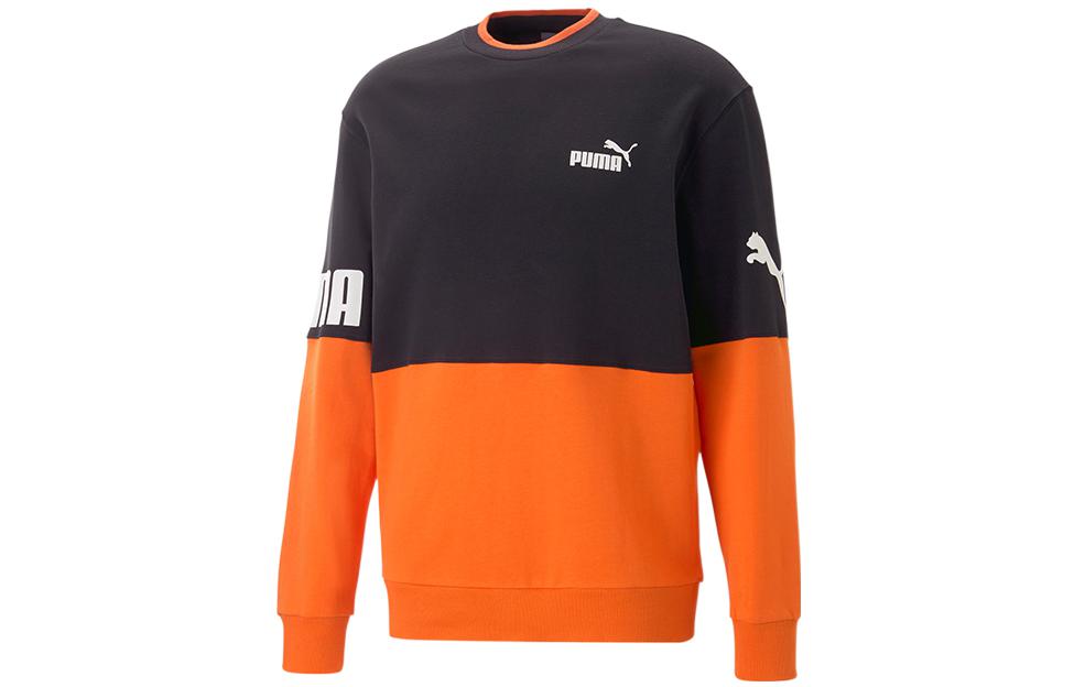 PUMA Sweatshirts Men s Orange Crew Neck Moderate Regular 676666-23 XL