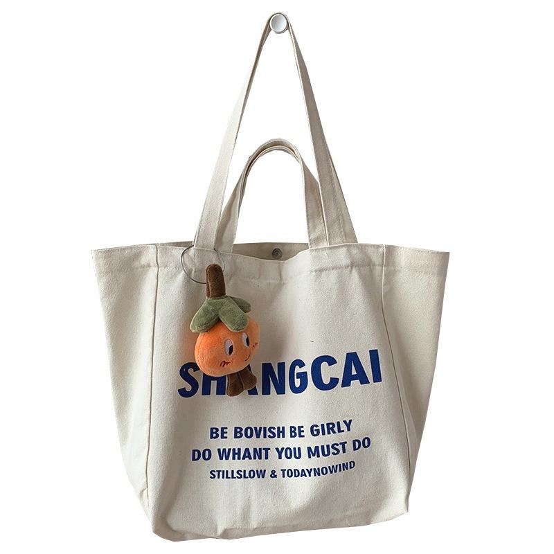 Single Shoulder Lazy Wind Literary Fresh Large Capacity Letters Canvas Bag