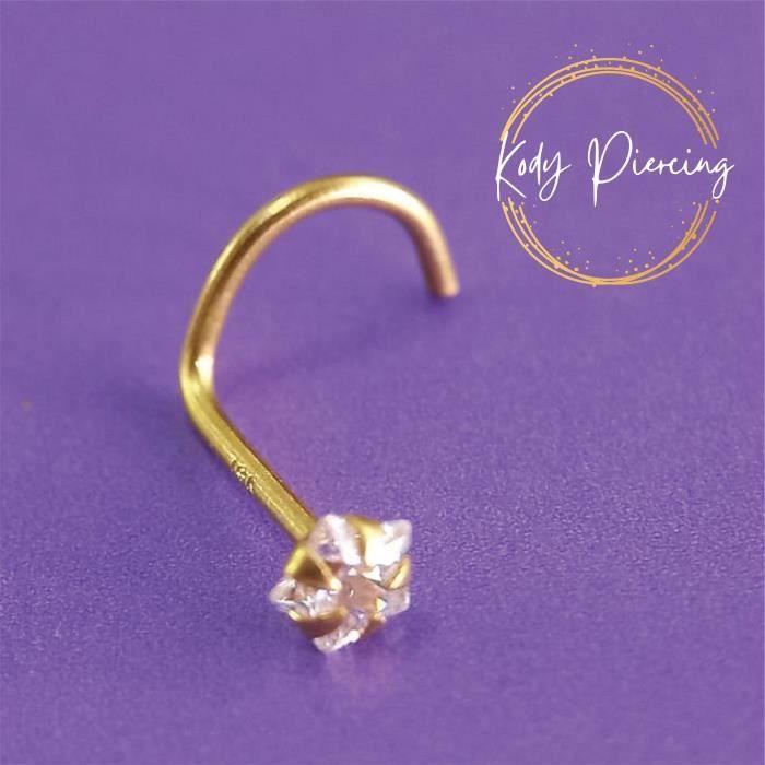KODY PIERCING Gebogener 14K GOLD Stab verziert mit einem 3mm Zirkonia Stern gesetzt
