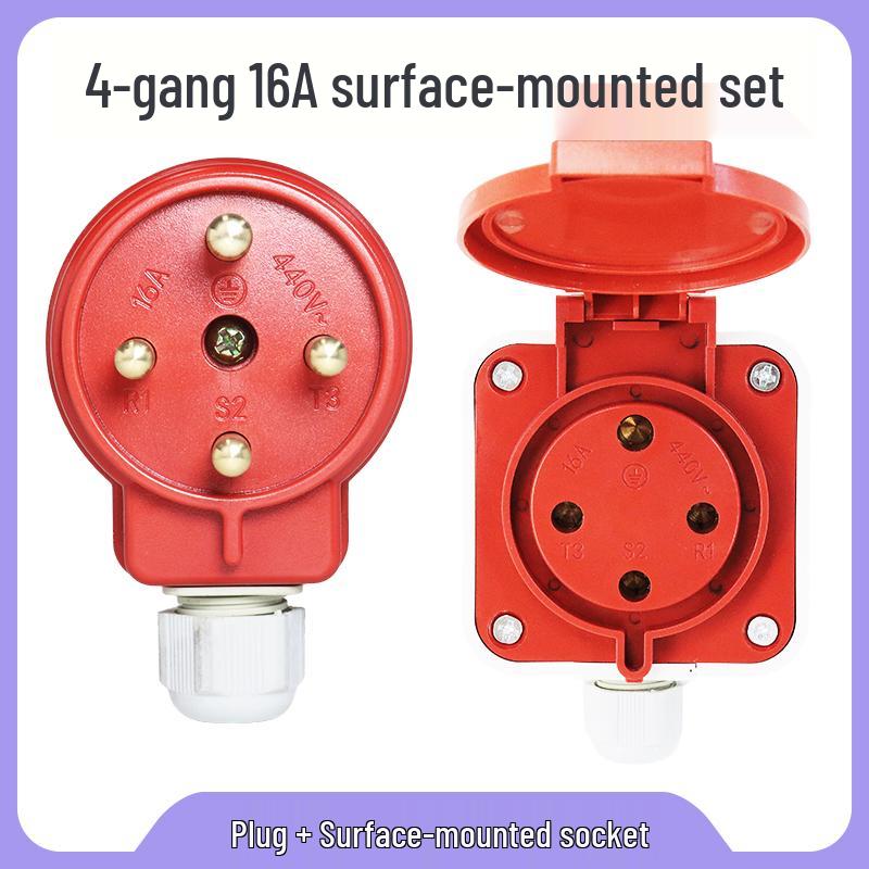 Explosion-Proof 3-Pin 5-Hole 380V Outdoor Horizontal Industrial Socket & Waterproof Plug