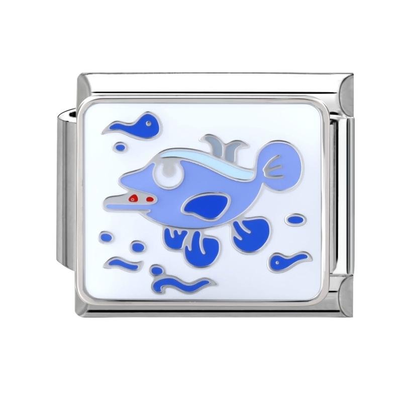 Blue Sea Waves Sun Moon Plane Seabed Star Butterfly Beads Fit 9mm Italian Charm Links Bracelet Stainless Steel DIY Jewelry Gifts