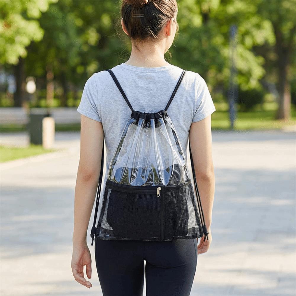 Large Capacity Drawstring Backpack Foldable Jelly Bag Simple PVC Transparent Bag Men