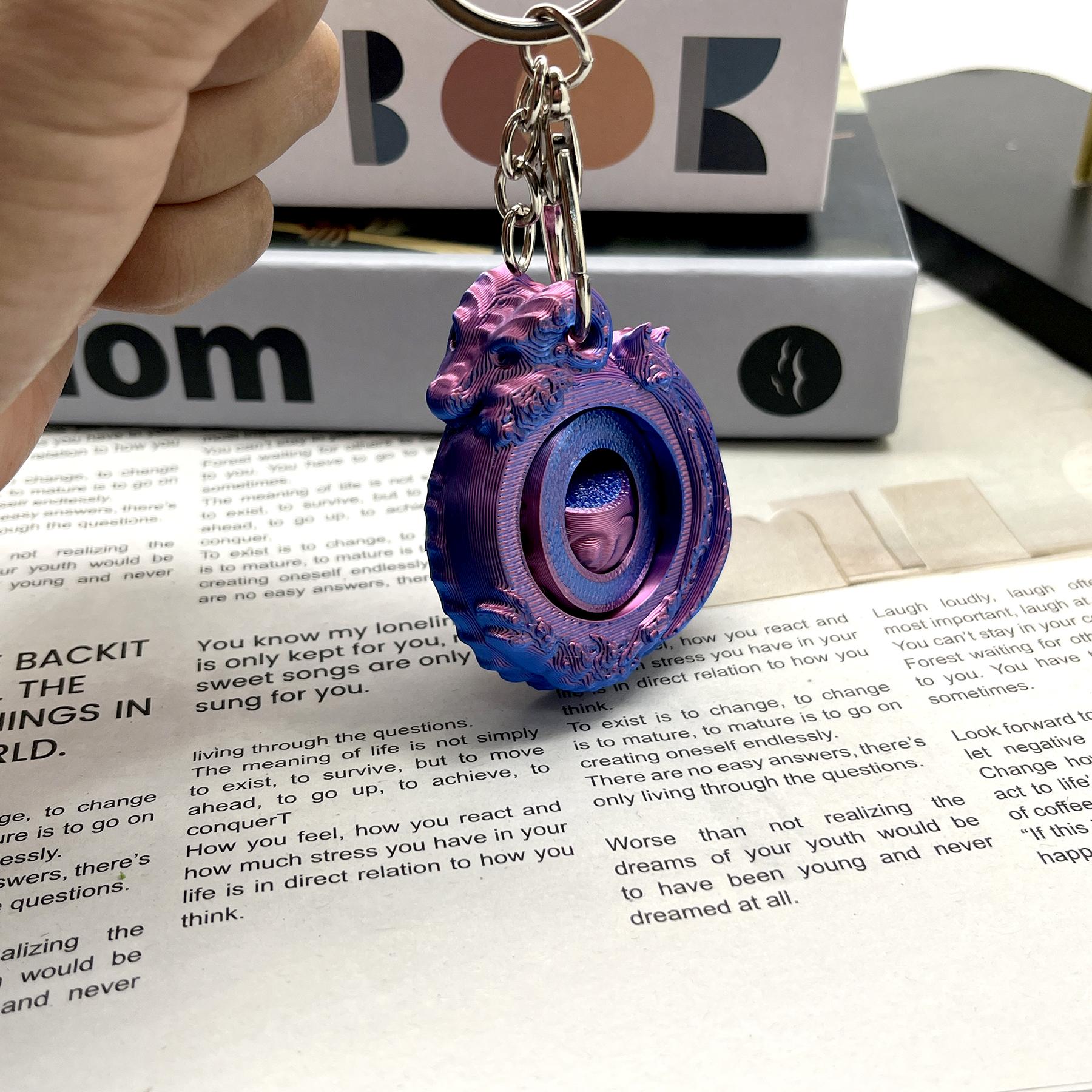 3D Printed Finger Spinner Keychain Stress Relief Tool, Portable and Eco-Friendly Material for Adults and Students