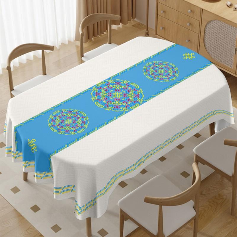 Waterproof Oil-proof Heat-resistant PVC Tablecloth Ethnic Style Stain-resistant Easy-clean Table Cover Dining Room Kitchen