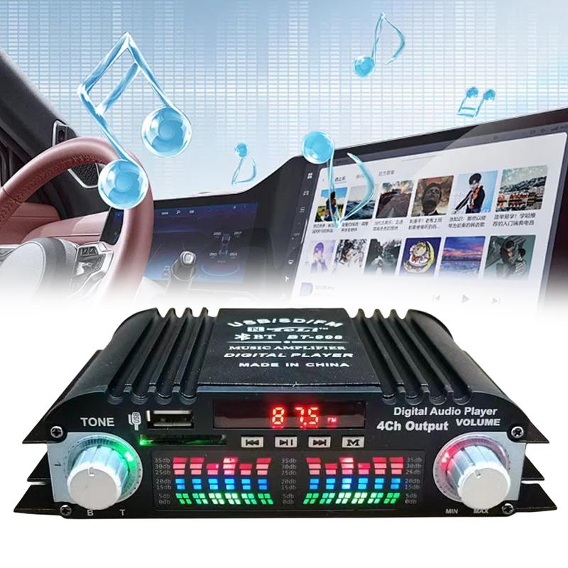 1600W Peak Power Karaoke Player Remote Control Bluetooth-Compatible Home Car Power Amplifier FM USB Mini HIFI Digital Stereo Amp