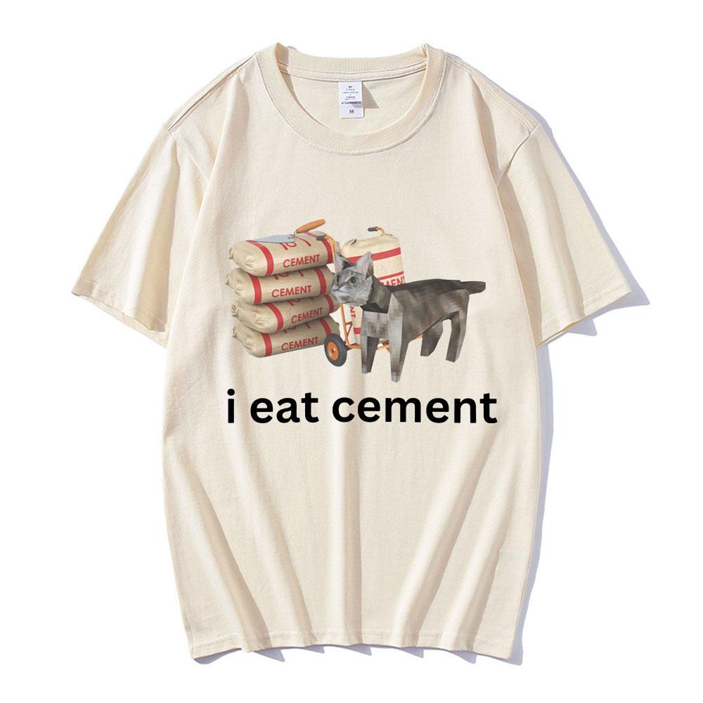 I Eat CeUnisext Low Poly Cat Funny Meme T Shirt Unisex Women Fashion Vintage Short Sleeve T Shirts High Quality Cotton Loose Tshirts
