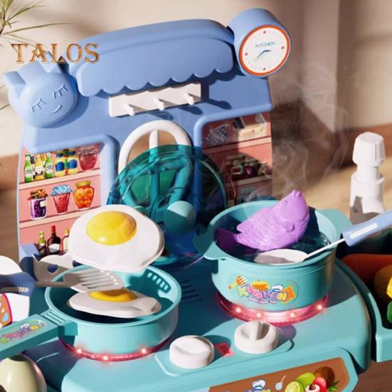 34-teiliges Kinderküchen-Spielset mit Sound- und Licht-Rollenspiel-Grillset für die Früherziehung, selbst angebautes Küchenspielzeug