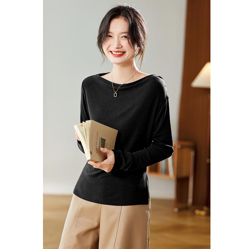 

Early Autumn Elegant Women s One-Shoulder Slit Cotton Top Large
