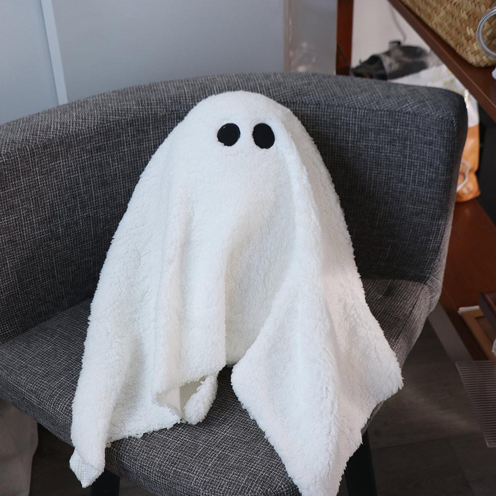PP Cotton Ghost Dog Pillow Cute Puppy Sofa Pillow Fun Halloween Plush Toy Home