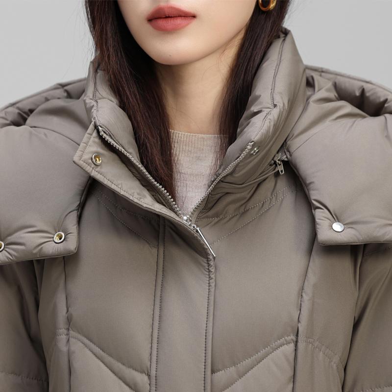 Winter Long Down Coats for Women Vintage Parkas Hooded 2026 Elegant Thick Warm Down Jackets Woman Outerwears