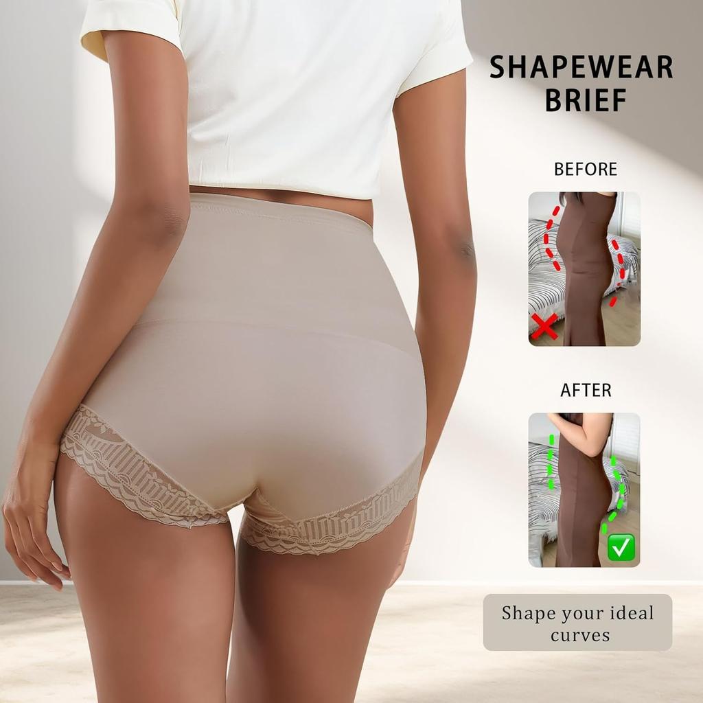 Women Shapewear Tummy Control Panties High Waisted Girdle Body Shaper Postpartum Slimming Underwear Lace Shaping Briefs