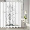 Black And White Tree Branch Shower Curtain - Decorative Bathroom Accessory With Hooks, Grommet Top | All-Season Polyester Fabric