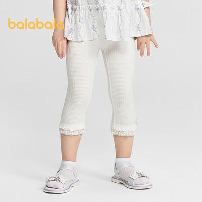 Balabala Girls' Lace-Trim Capri Leggings