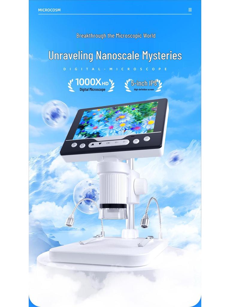 1080P Portable Digital Microscope with Screen - 100x Magnification for Circuit Board Repair